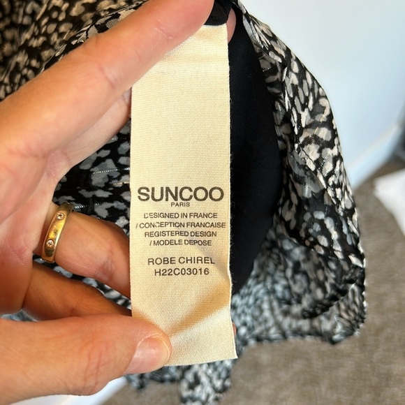 SUNCOO Chirel Shirred Metallic Dress in Carbonne - Picture 10 of 13